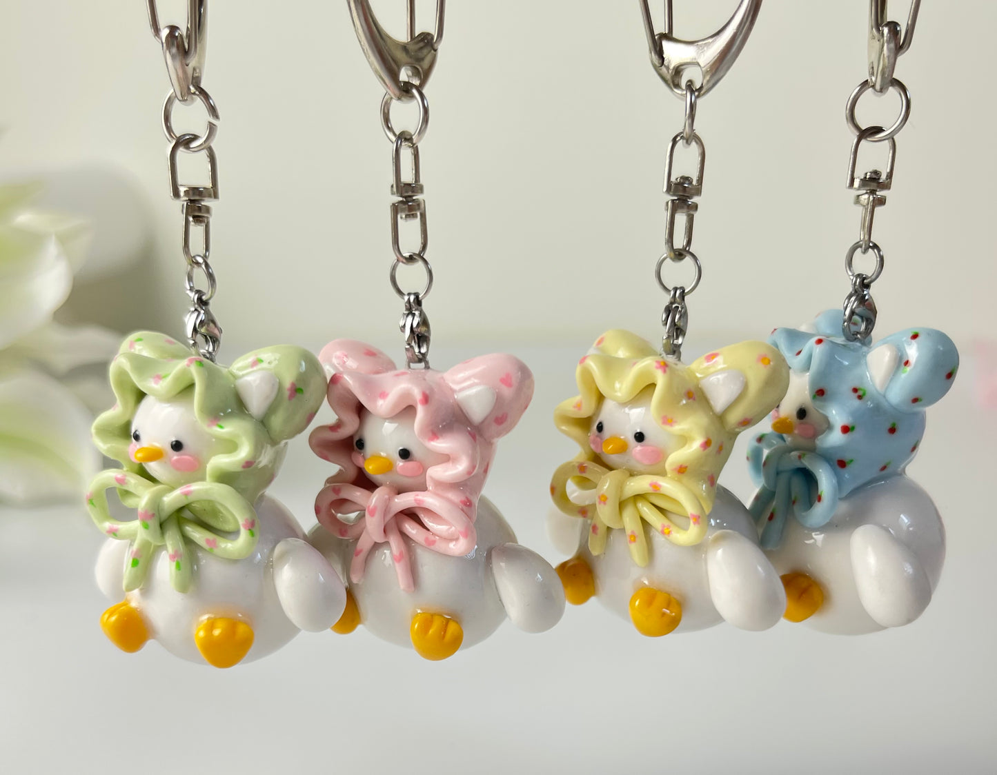 Patterned Scarf Duck Keychain