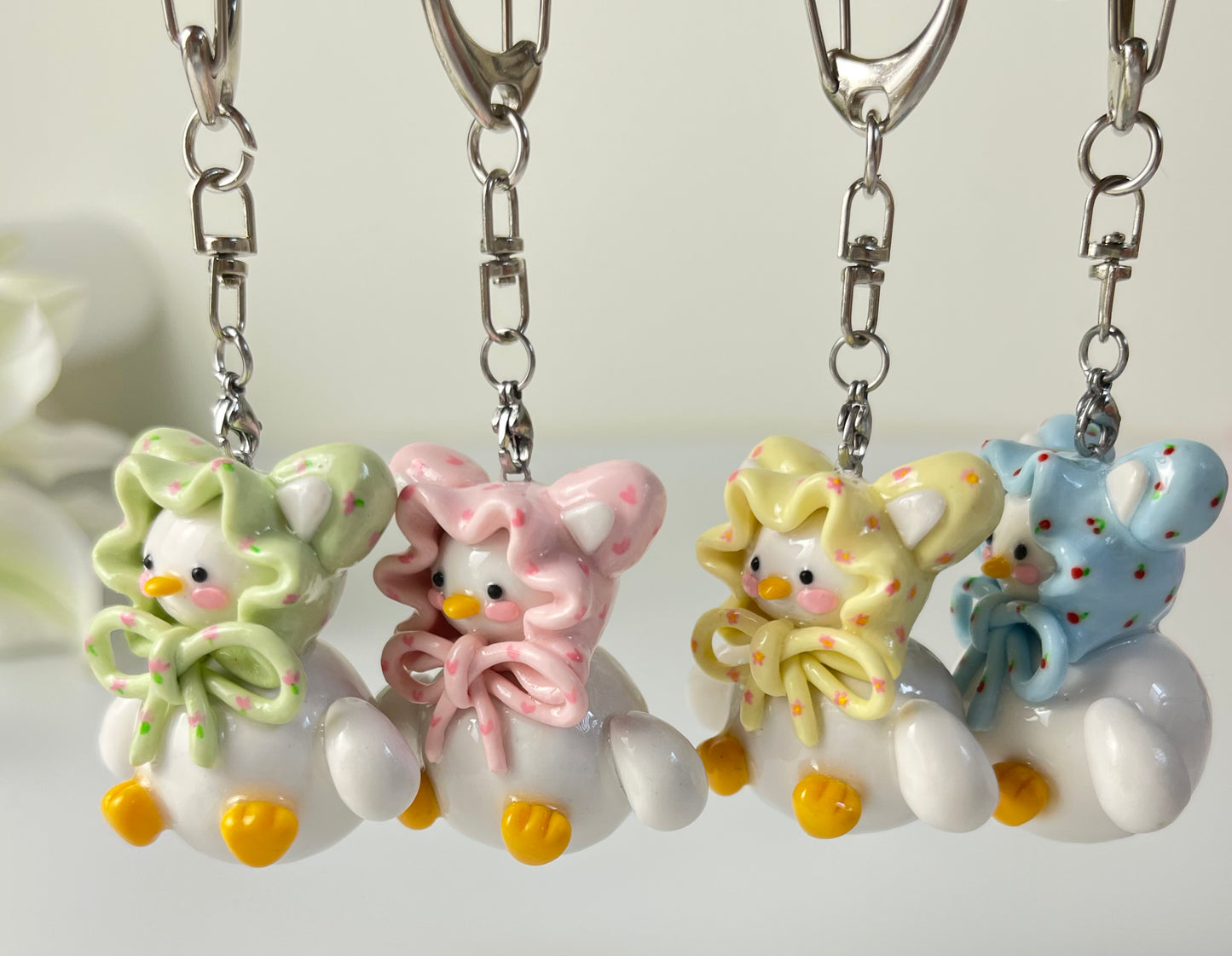 Patterned Scarf Duck Keychain
