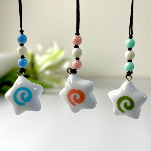 White Star Clay Keychain